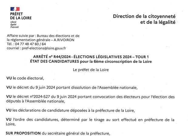 Liste des candidats, premier tour des législatives 30 juin 2024